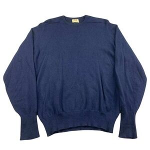 William Lockie Sweater Women M Blue Solid 100% Cashmere Knit Long Sleeve